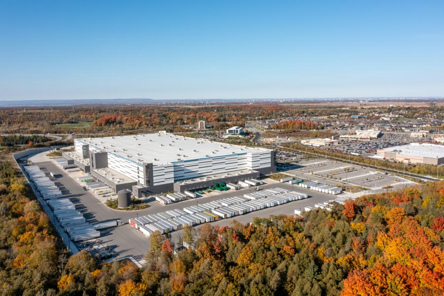 Modern distribution center seen from above
